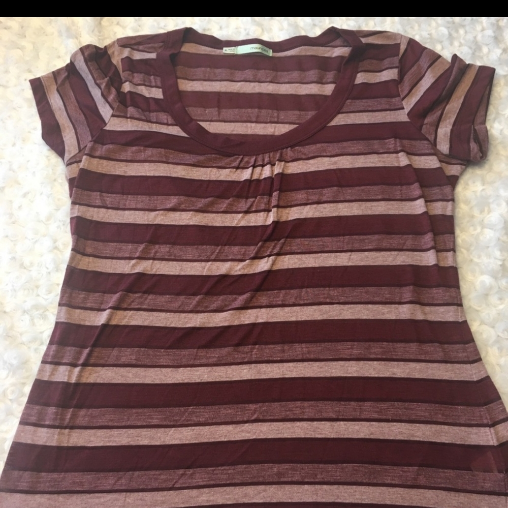 Womens Maurices burgundy stripe top SIZE XL